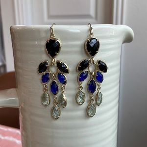Kendra Scott black/clear/navy drop statement earrings